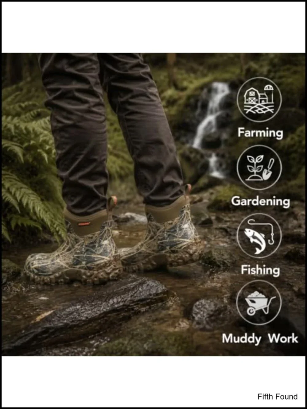 Waterproof Rubber Ankle Rain Boots Men's Slip On Garden Shoes